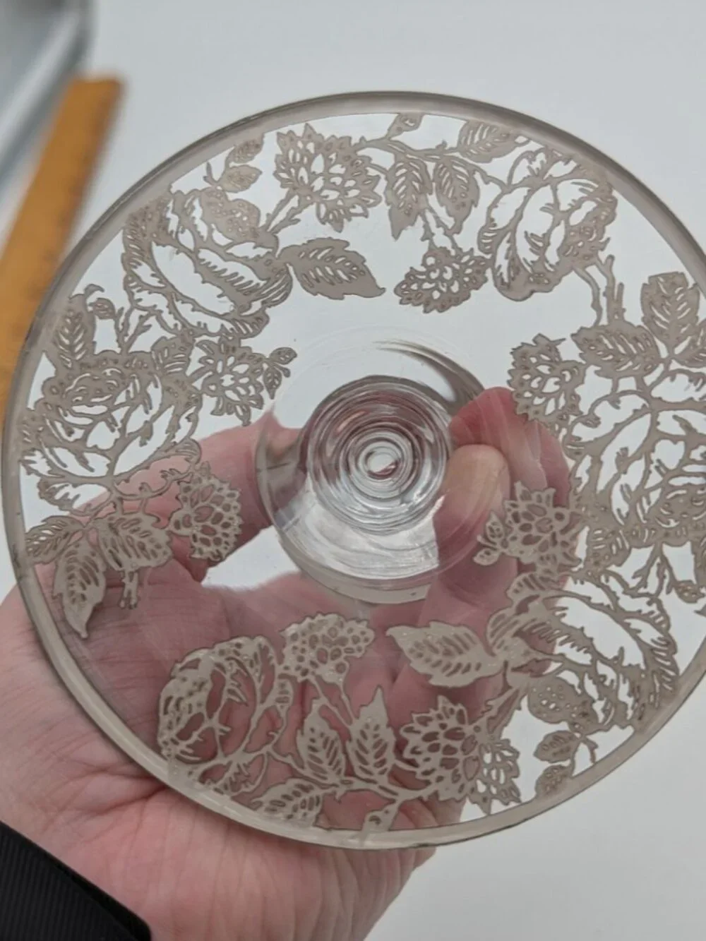 lot of 2 Vintage  single candlesticks holders glass silver floral overlay design